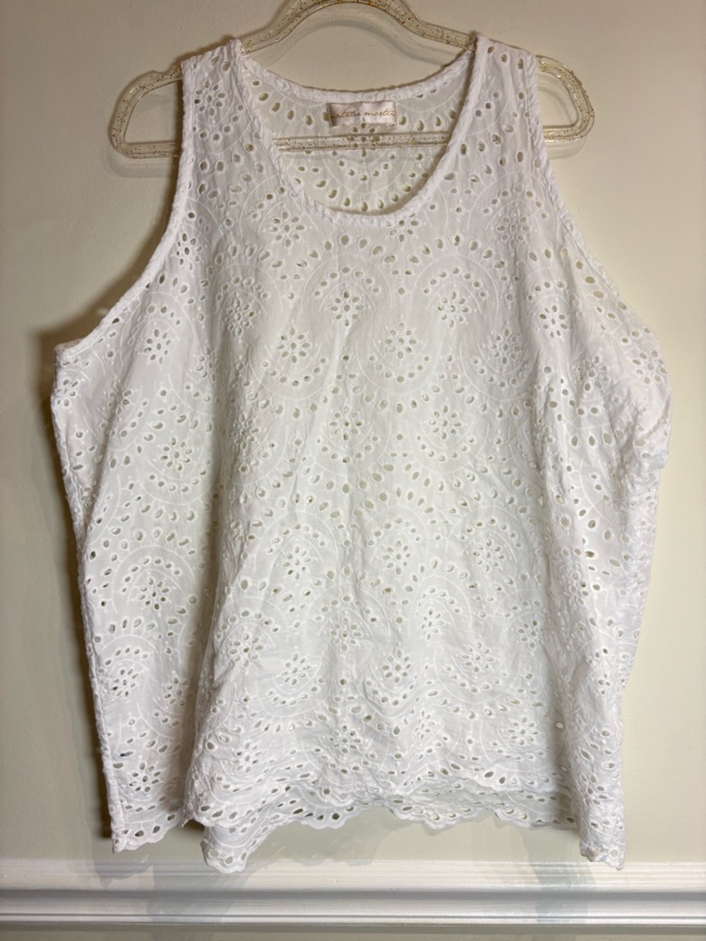 Natalie Martin Cotton White Eyelet Tank in Salt NWOT Large - Picture 2 of 5